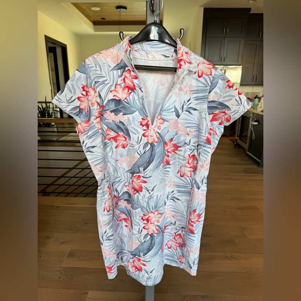 NWOT Tommy Bahama Floral Print Dress with Pink and Cream Hues